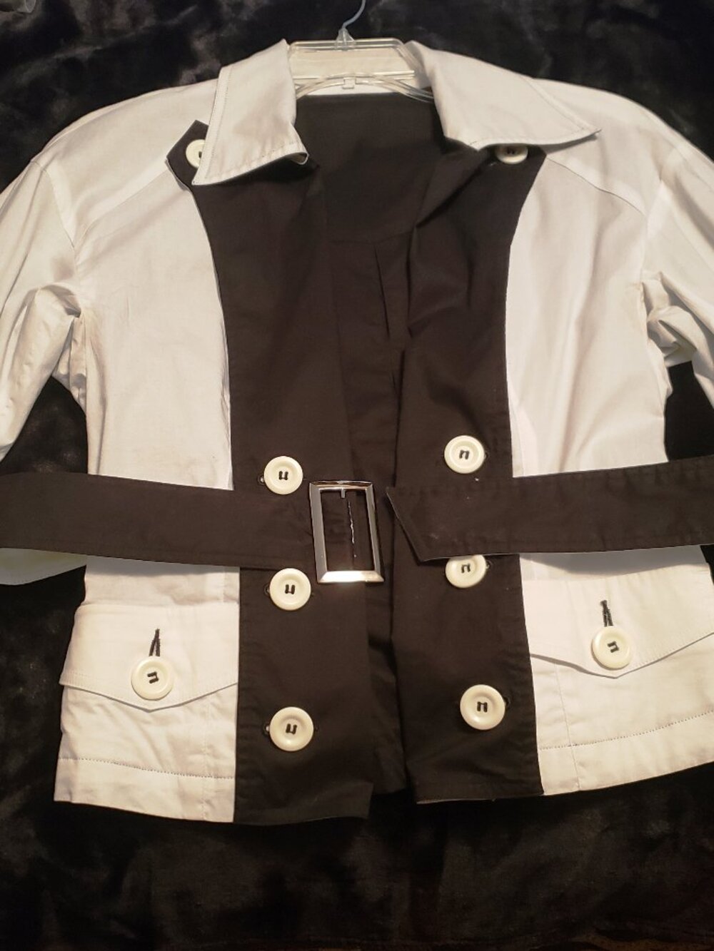 Newport News reversible short cotton jacket, black/white